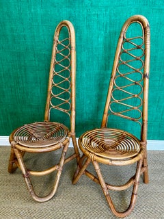 Pair of Bamboo and Rattan Chairs by Bonacina, Italy, 1960's