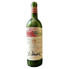 Hand signed Georg Baselitz '89 Château Mouton Rothschild Empty Bottle with Photo