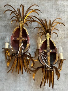 Pair of Pineapple Sconces, in the style of Maison Charles / Jansen, 1960s, Holly
