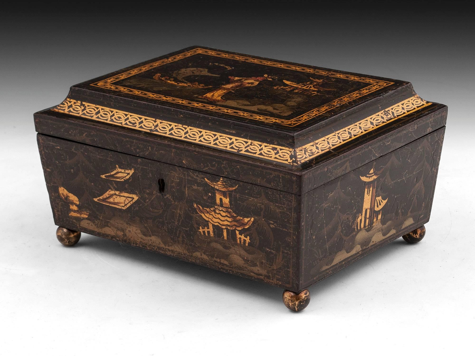 English Regency Period Japanned Sewing Box