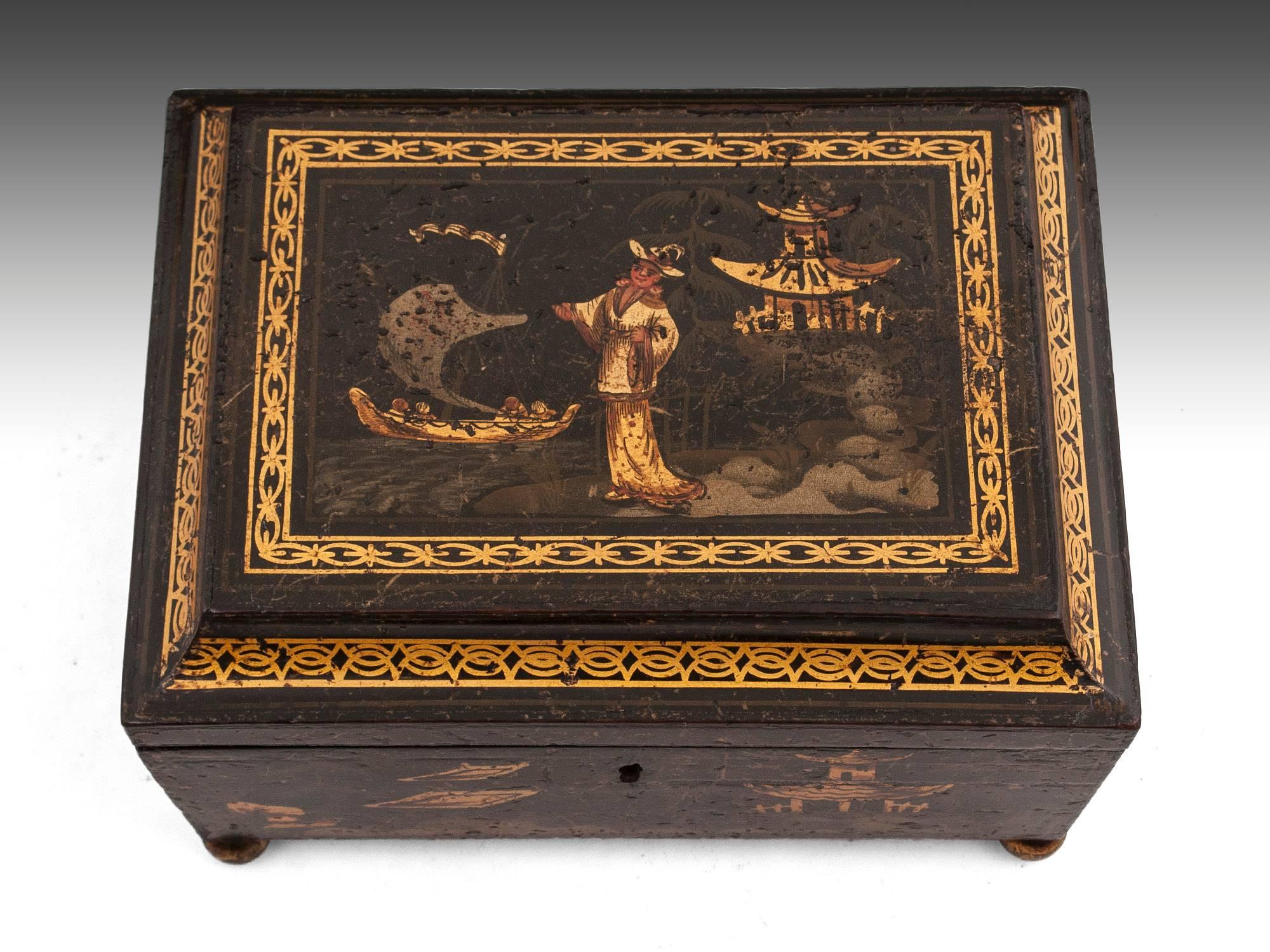 Early 19th Century Regency Period Japanned Sewing Box