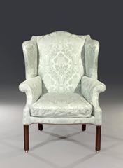 18th Century George III Period Mahogany Wing Back Armchair and Foot Stool