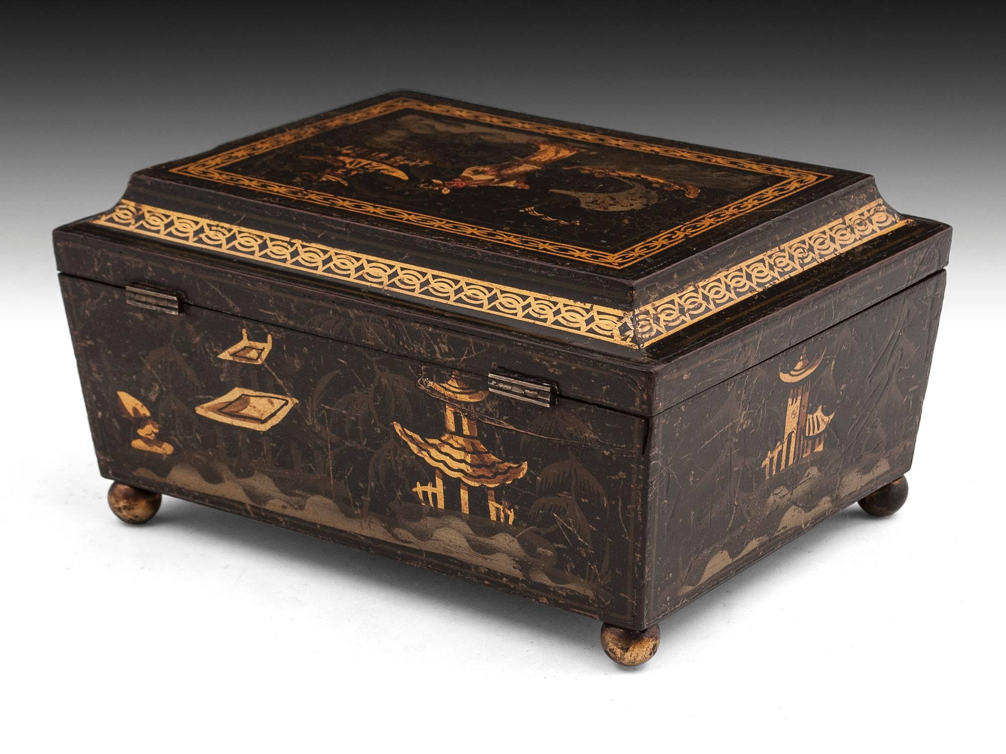 Early 19th Century Regency Period Japanned Sewing Box