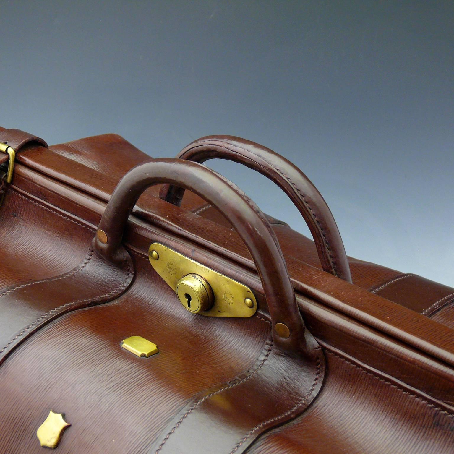 Northern Irish Large Leather Gladstone Bag, circa 1920