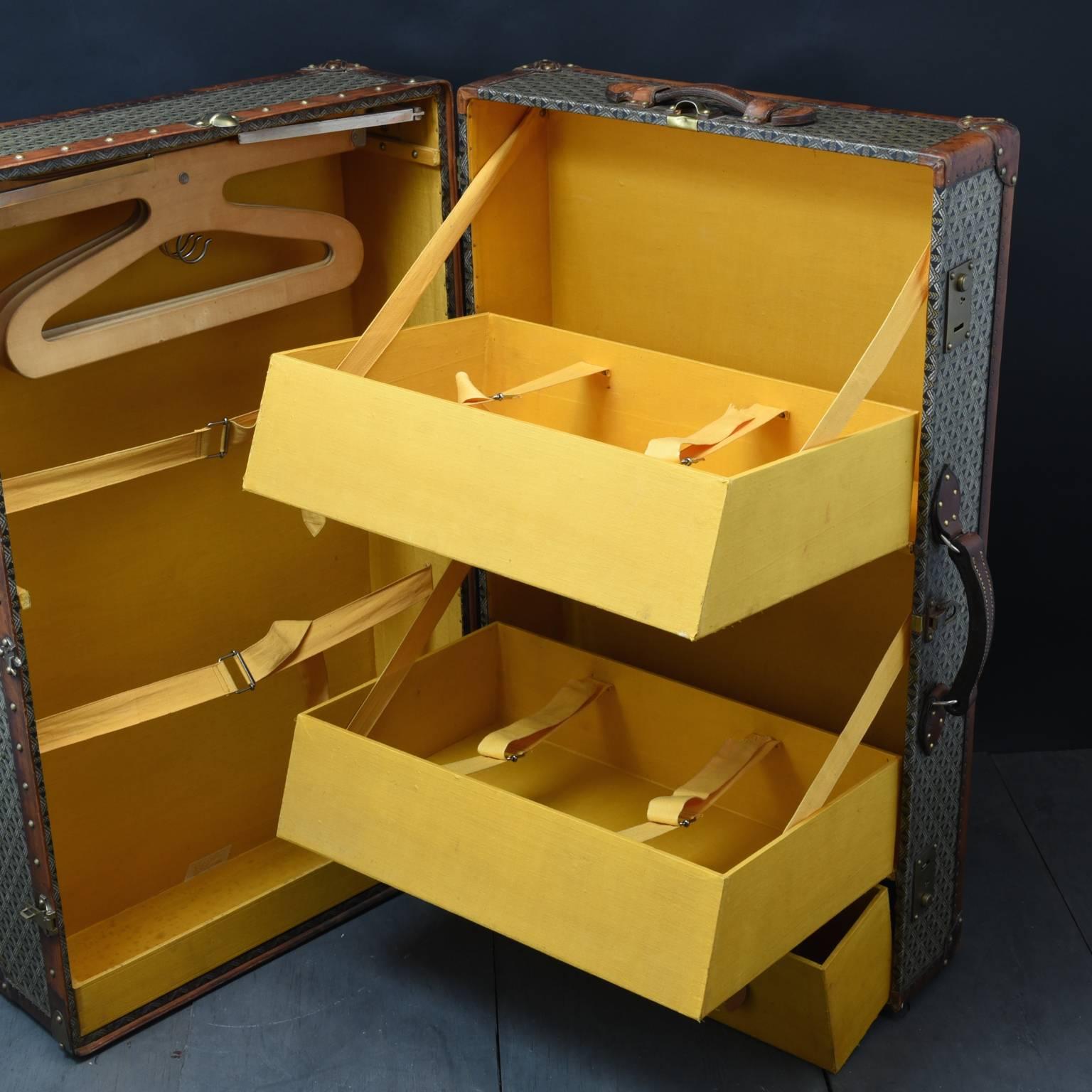 French Goyard Wardrobe Suitcase or Trunk