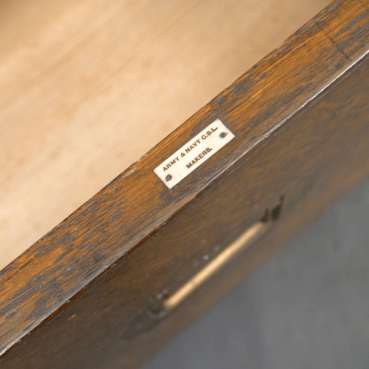 Oak Secretaire Campaign Chest by Army and Navy c1910 In Good Condition For Sale In London, GB