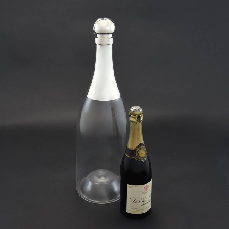 Extraordinary Giant Champagne Bottle Decanter with Sterling top, 1892