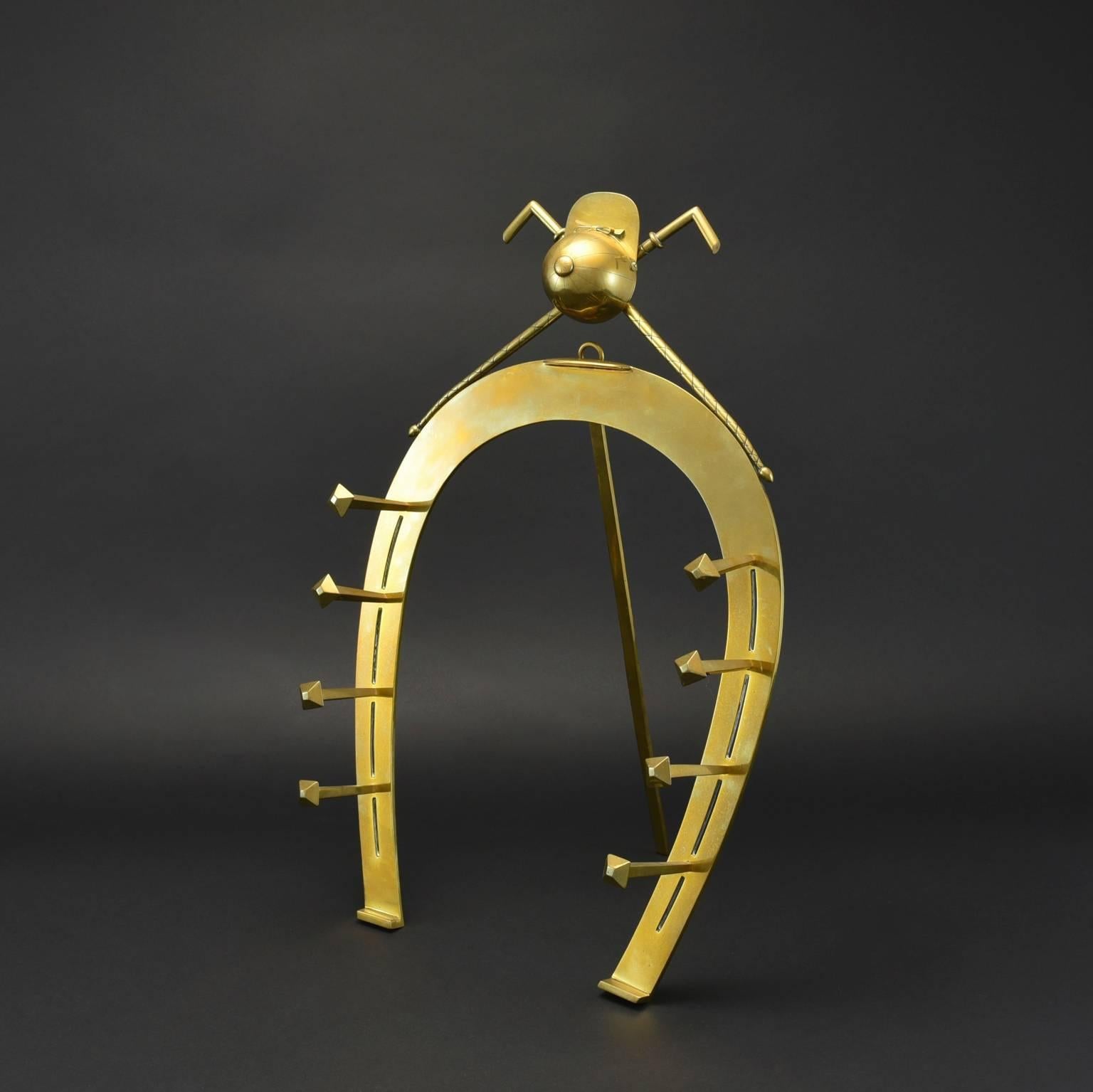 Large Brass Horseshoe Whip Rack In Excellent Condition In London, GB