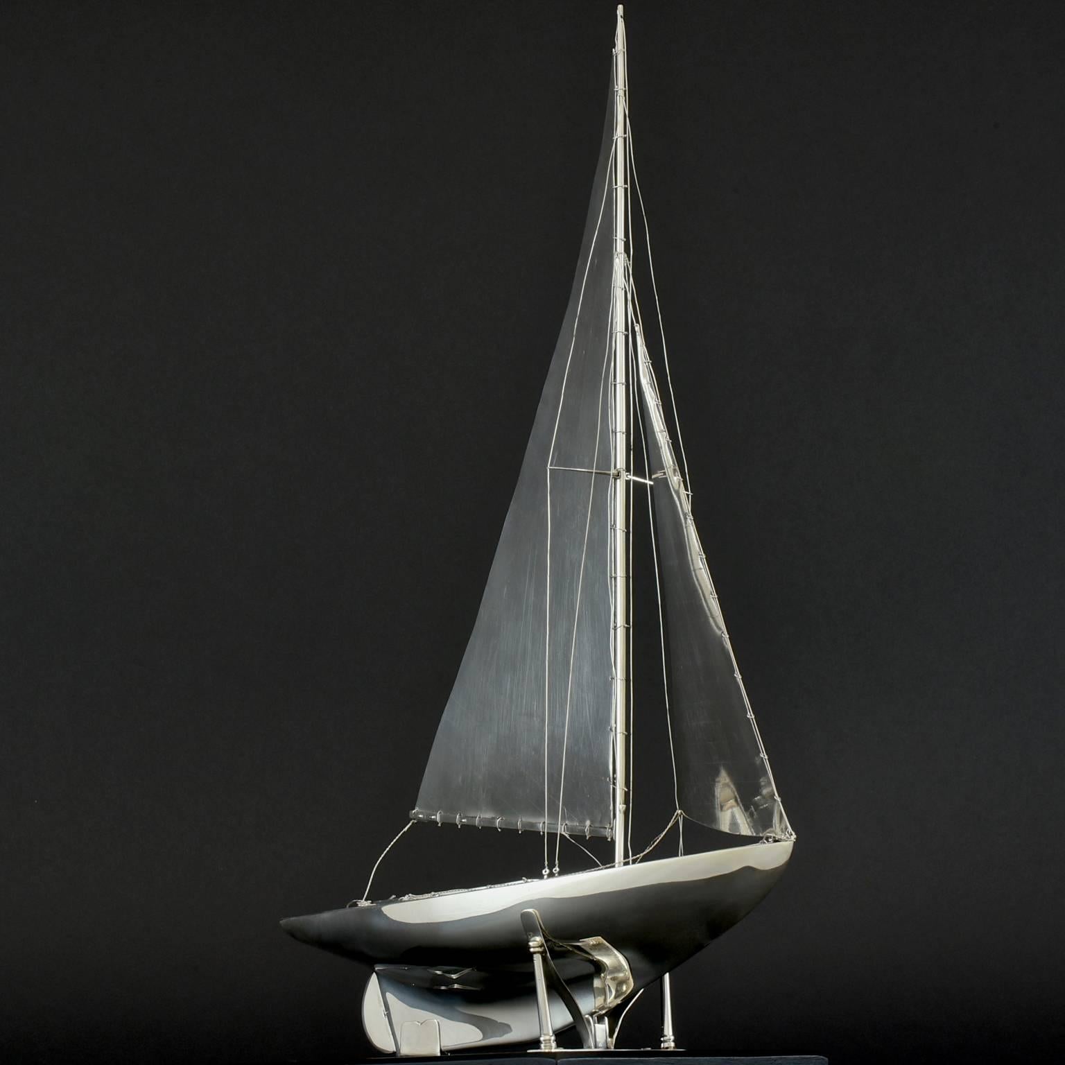 silver yacht ornament