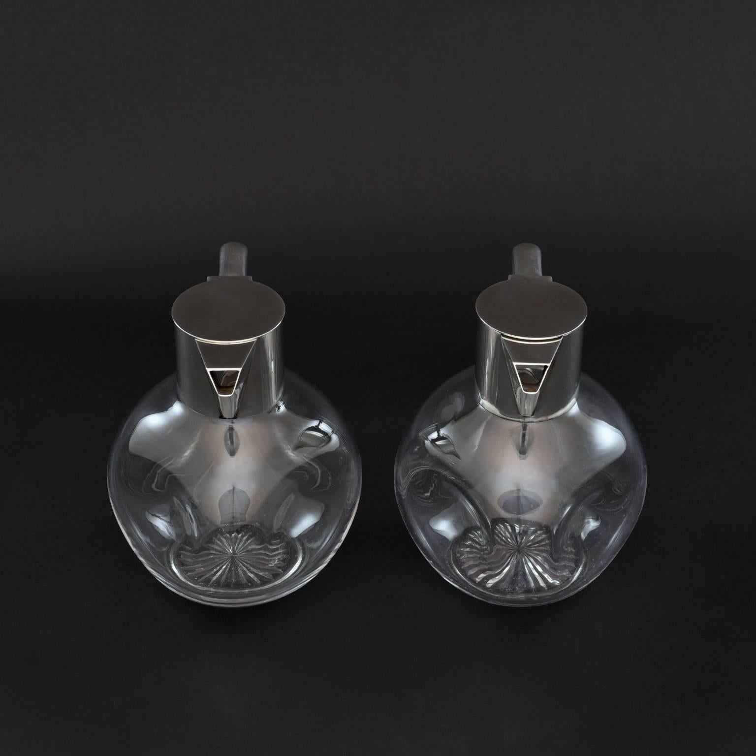 Pair of Silver and Cut-Glass Claret Jugs 1