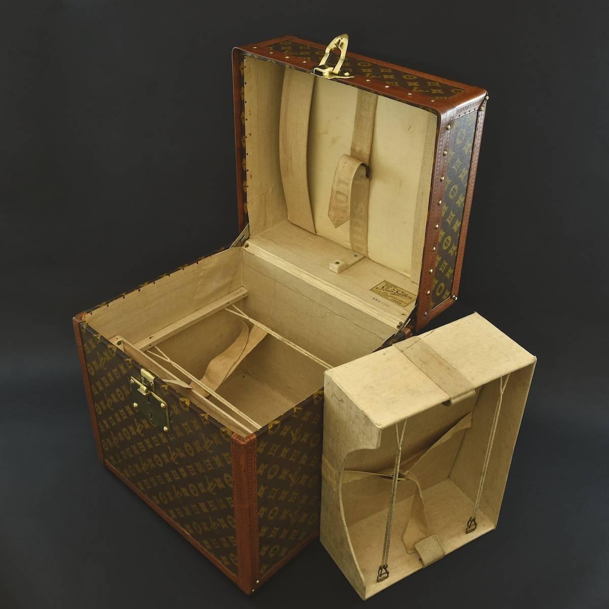 Brass Louis Vuitton Monogram Hat Box trunk c1910