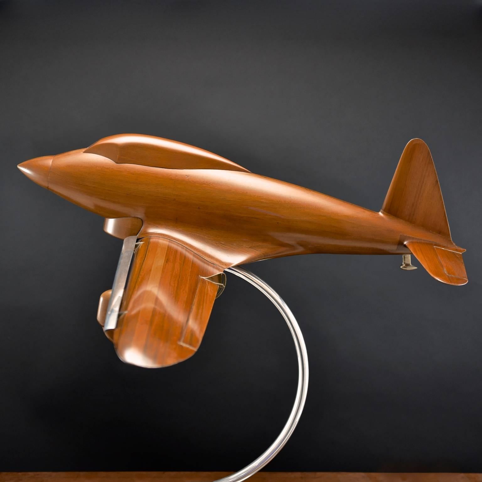 20th Century Walnut Wind Tunnel Aircraft Model, c1935