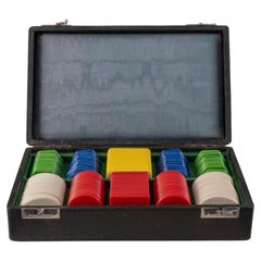 Gambling Chips in Various Colours in Original Box, Circa 1910.