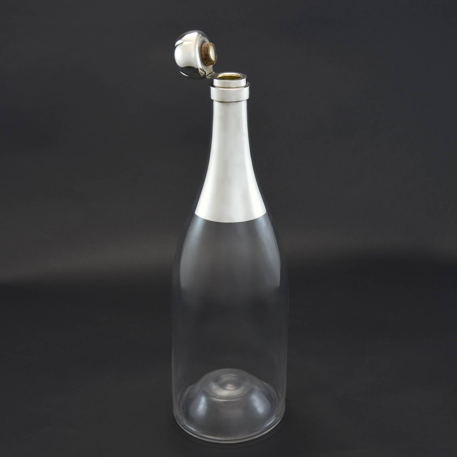 Extraordinary Giant Champagne Bottle Decanter with Sterling top, 1892 In Excellent Condition In London, GB
