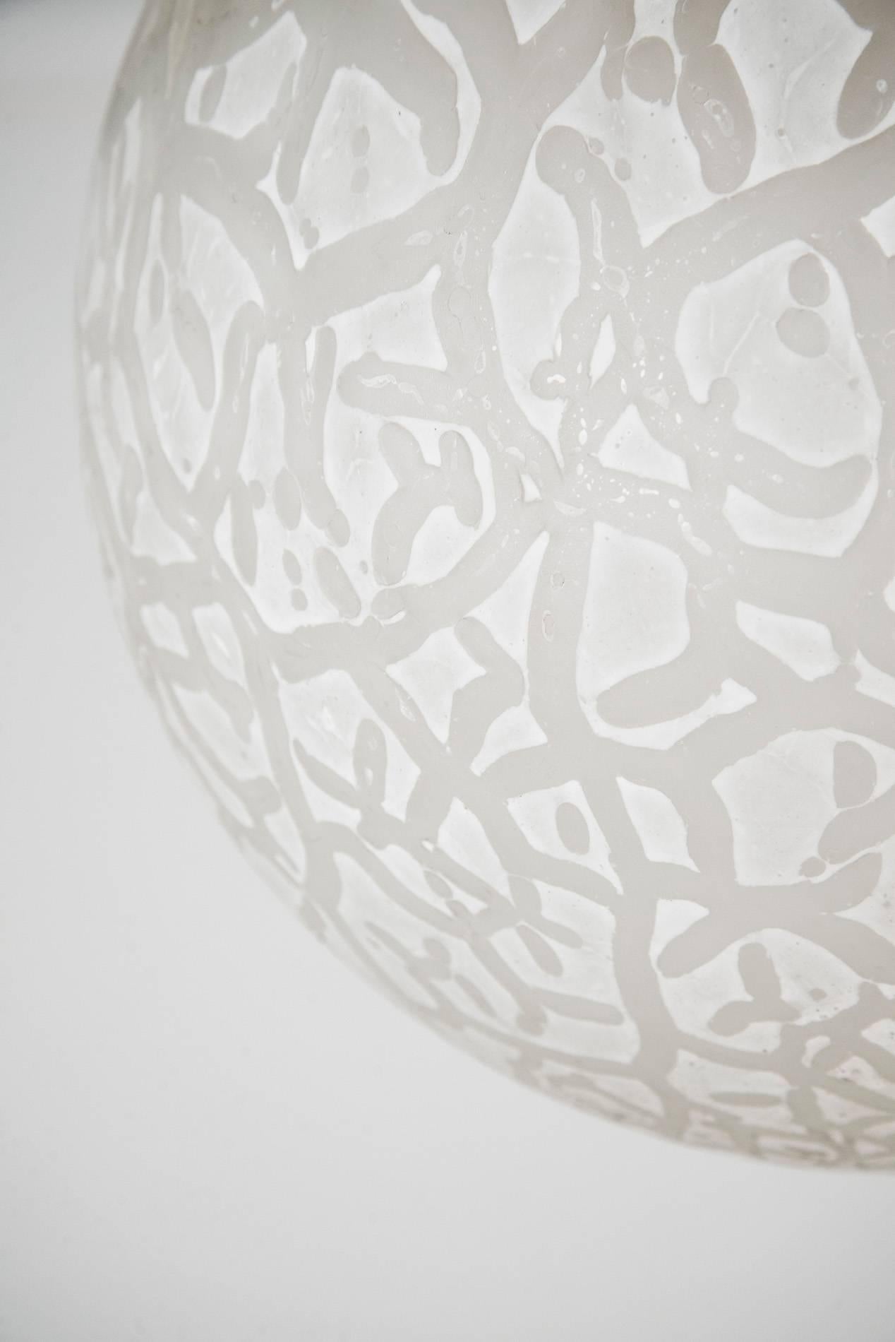 Mid-Century Modern Etched Murano Glass Pendant Light, Italy, 1950s