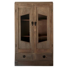 Japanese Antique / Glass Door Cabinet / Taisho Period / WabiSabi