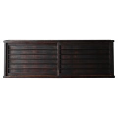 Japanese Antique Black Low Tansu-1 / Cabinet Sideboard / 1868-1912s / Wabi-Sabi