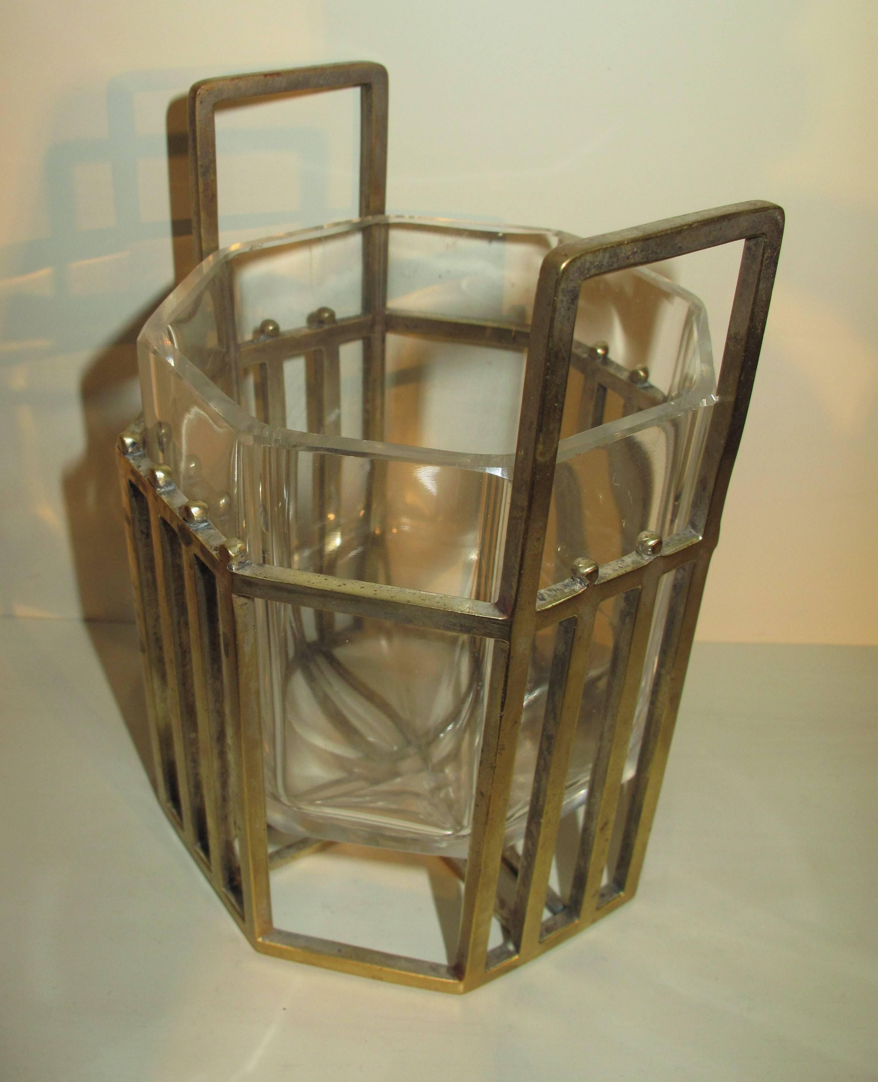 Hans Ofner (Austrian, 1880–1939)
Wiener Werkstätte
 Schale , 1905
brass, silver-plated, glass
14.5 cm. (5.7 in.)