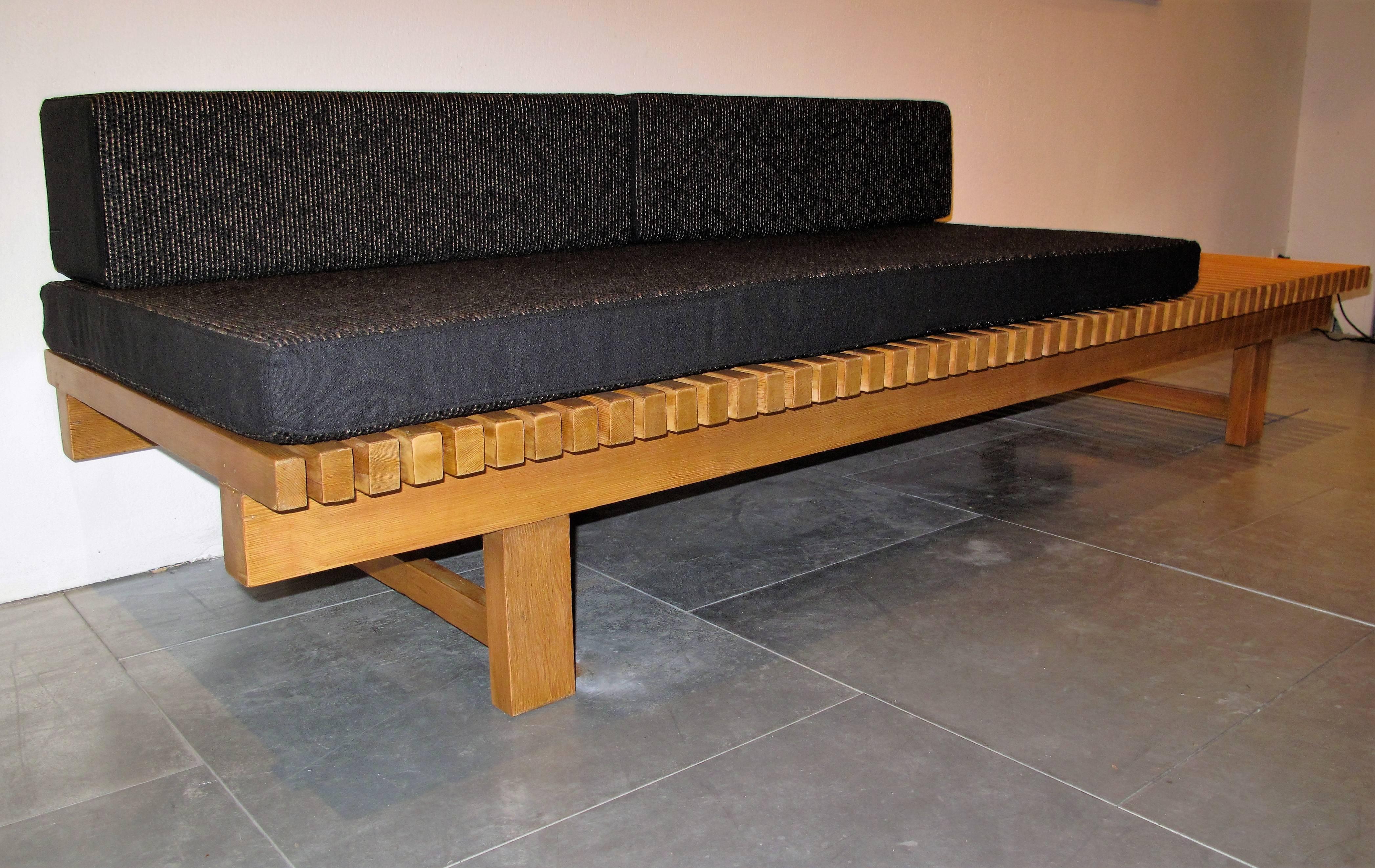Charlotte Perriand.
A Japanese duckboard sofa daybed from the Arcs ski resort 1968 in larch and ashwood
coming from the three arcs.