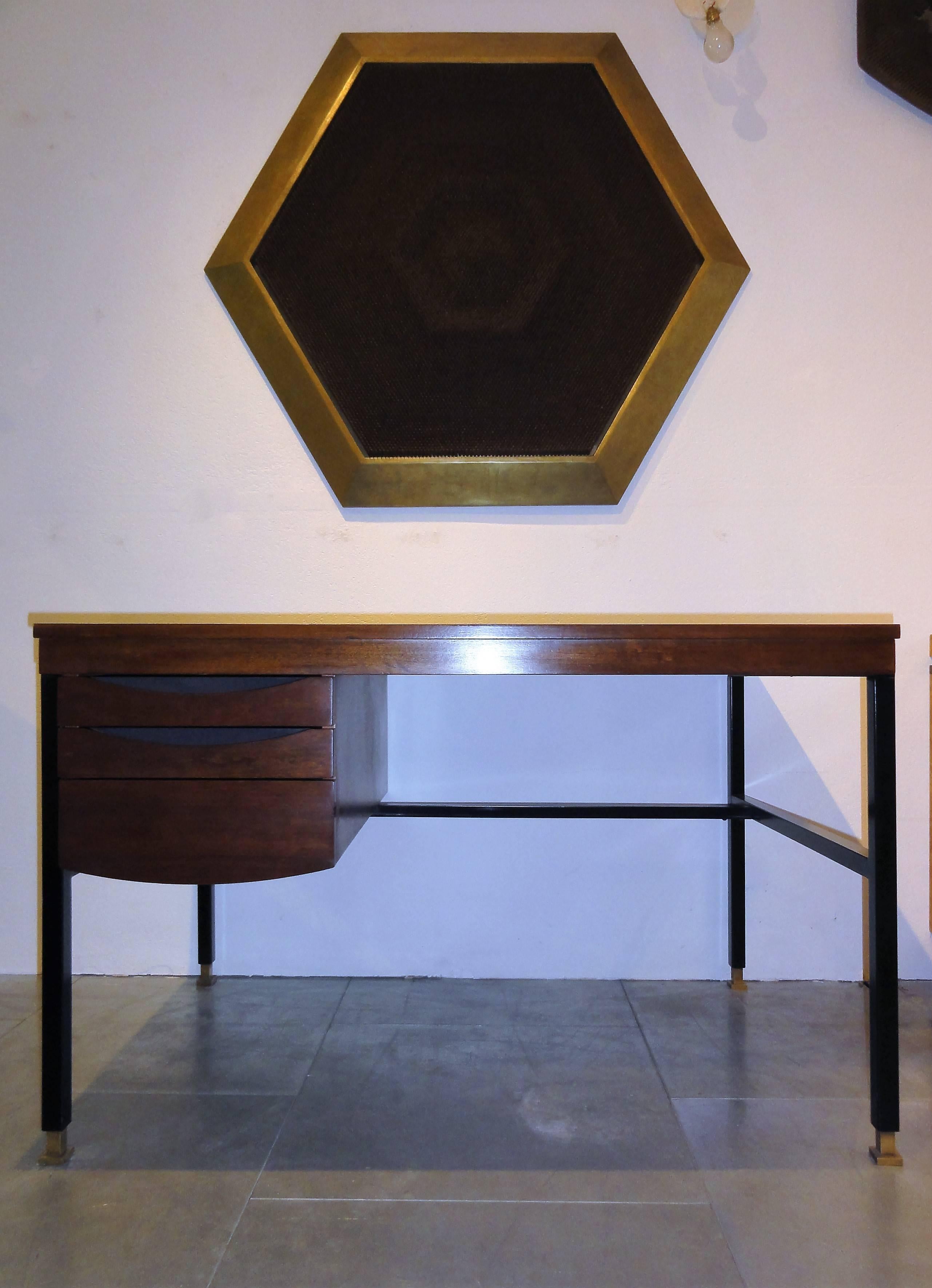 Modern Pierre Guariche Mahogany Desk for Huchers Minvielle For Sale