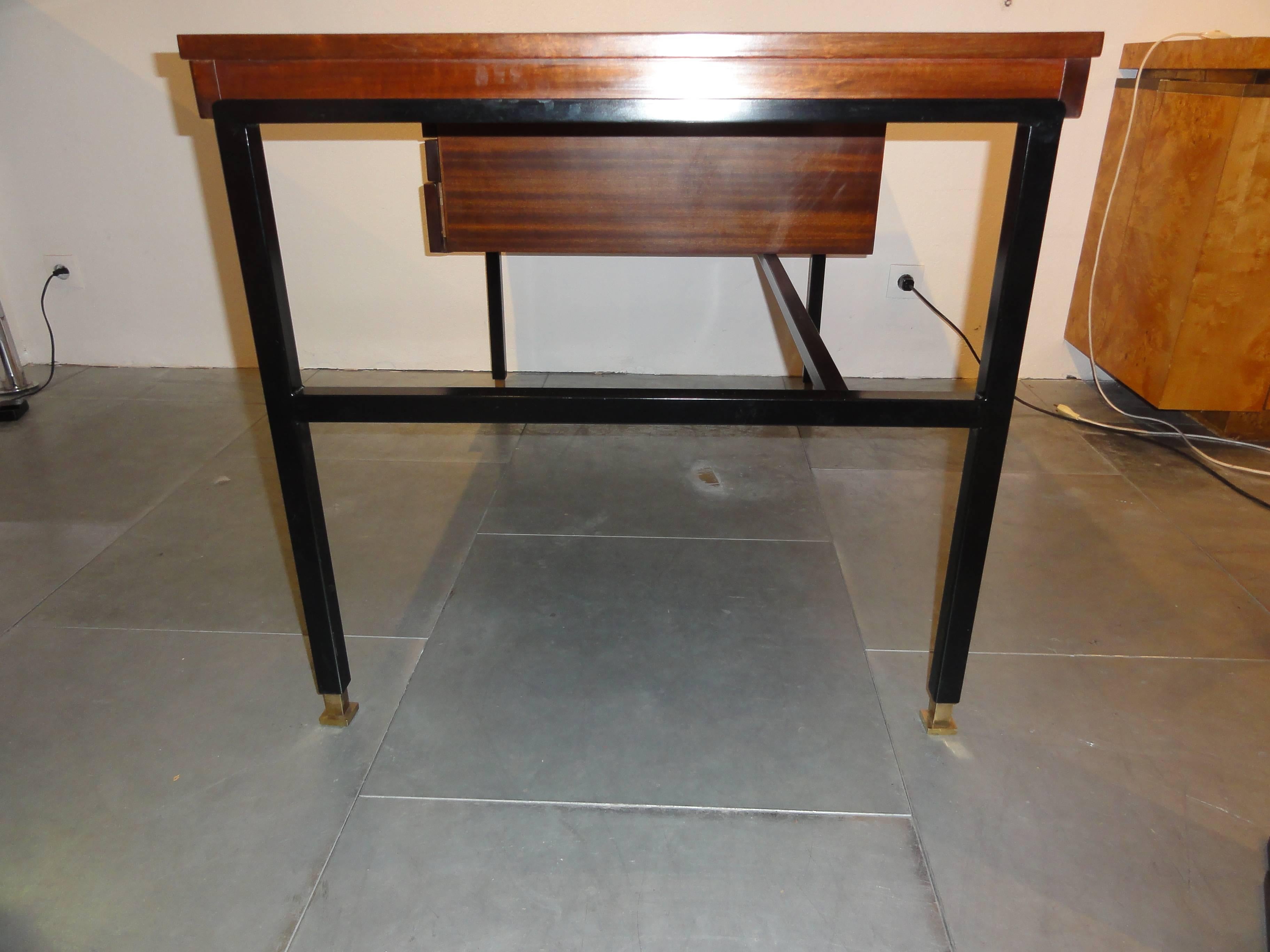 Mid-20th Century Pierre Guariche Mahogany Desk for Huchers Minvielle For Sale