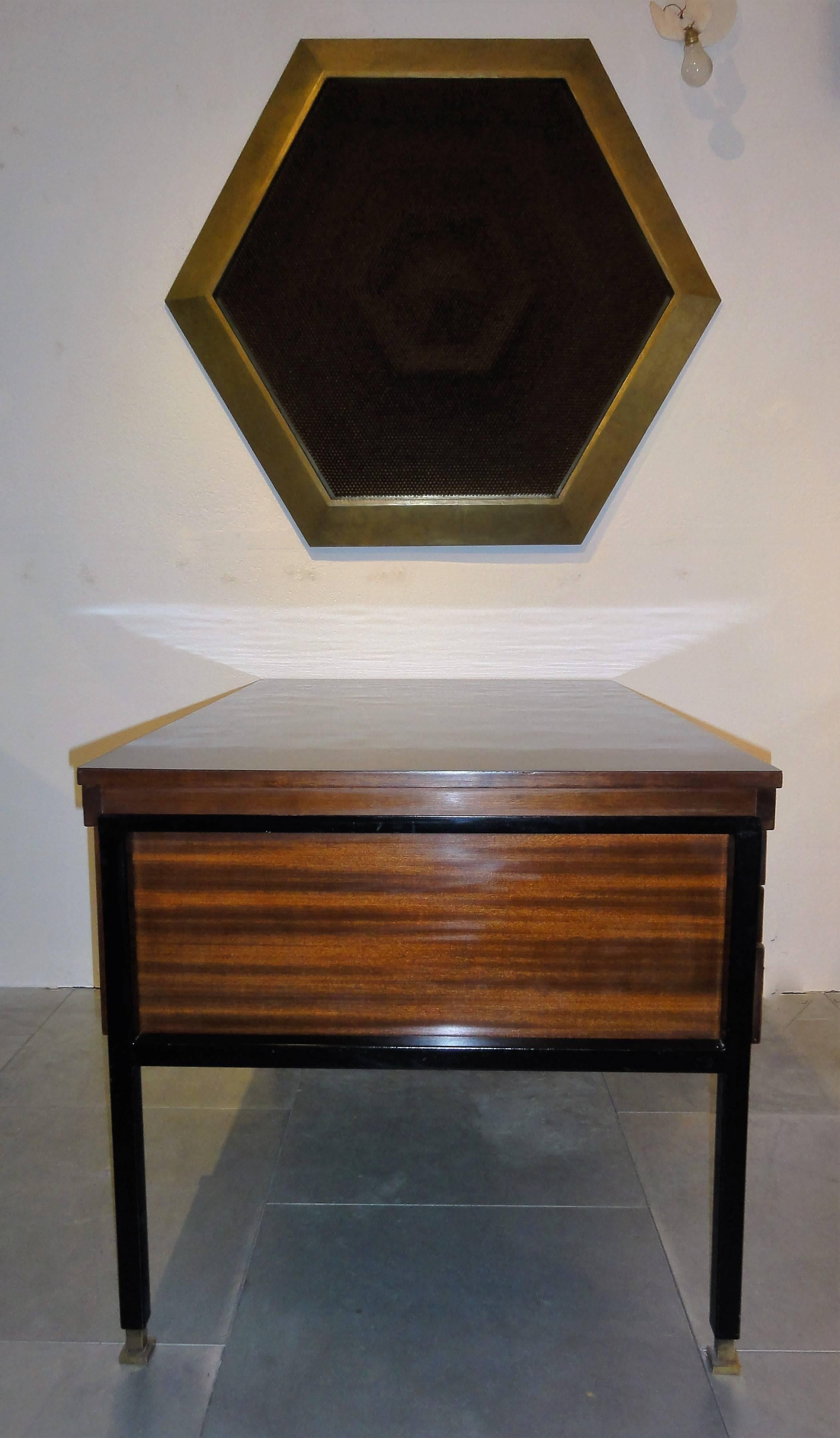 French Pierre Guariche Mahogany Desk for Huchers Minvielle For Sale