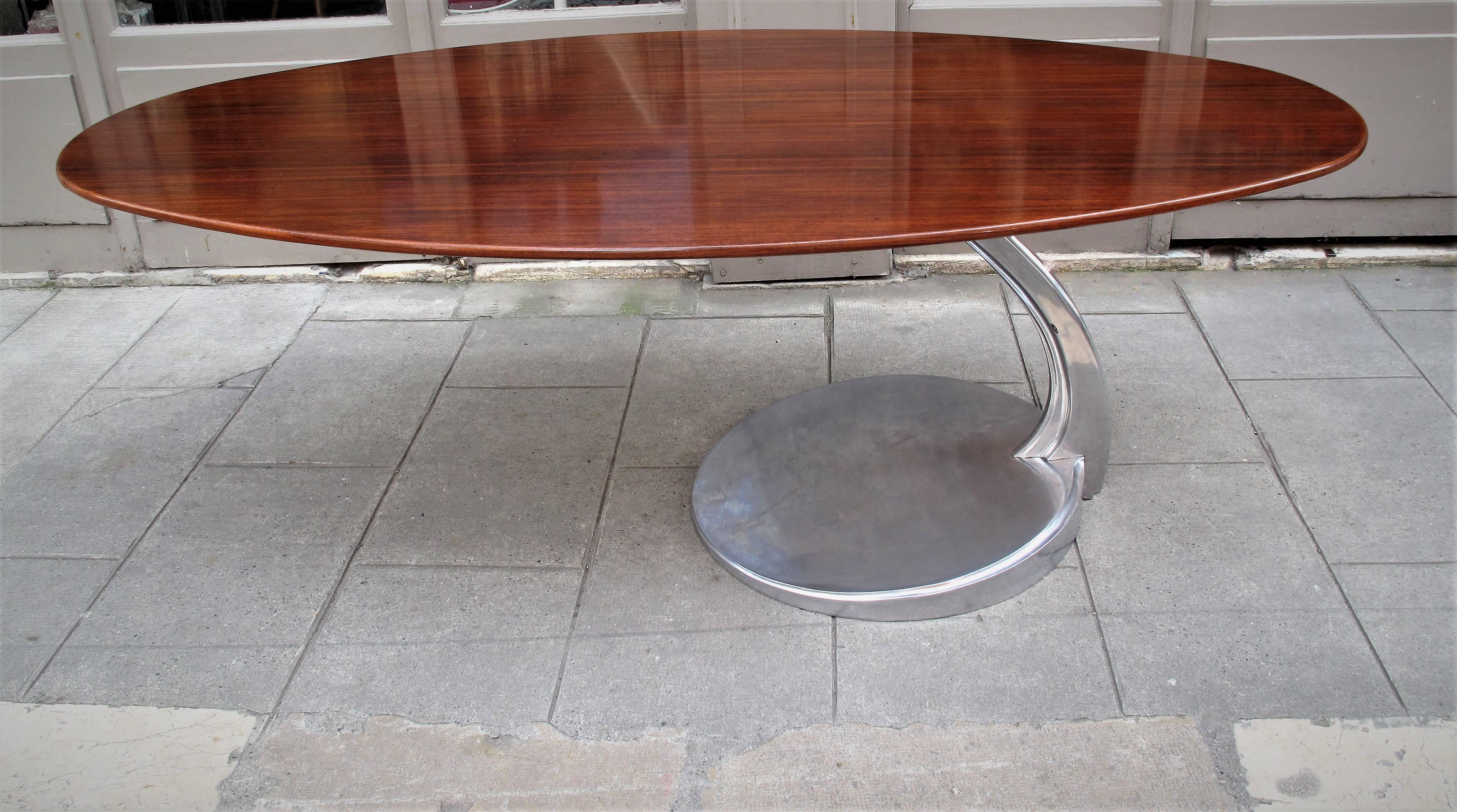 Mid-Century Modern Michele Charron Rosewood and Aluminium Table For Sale
