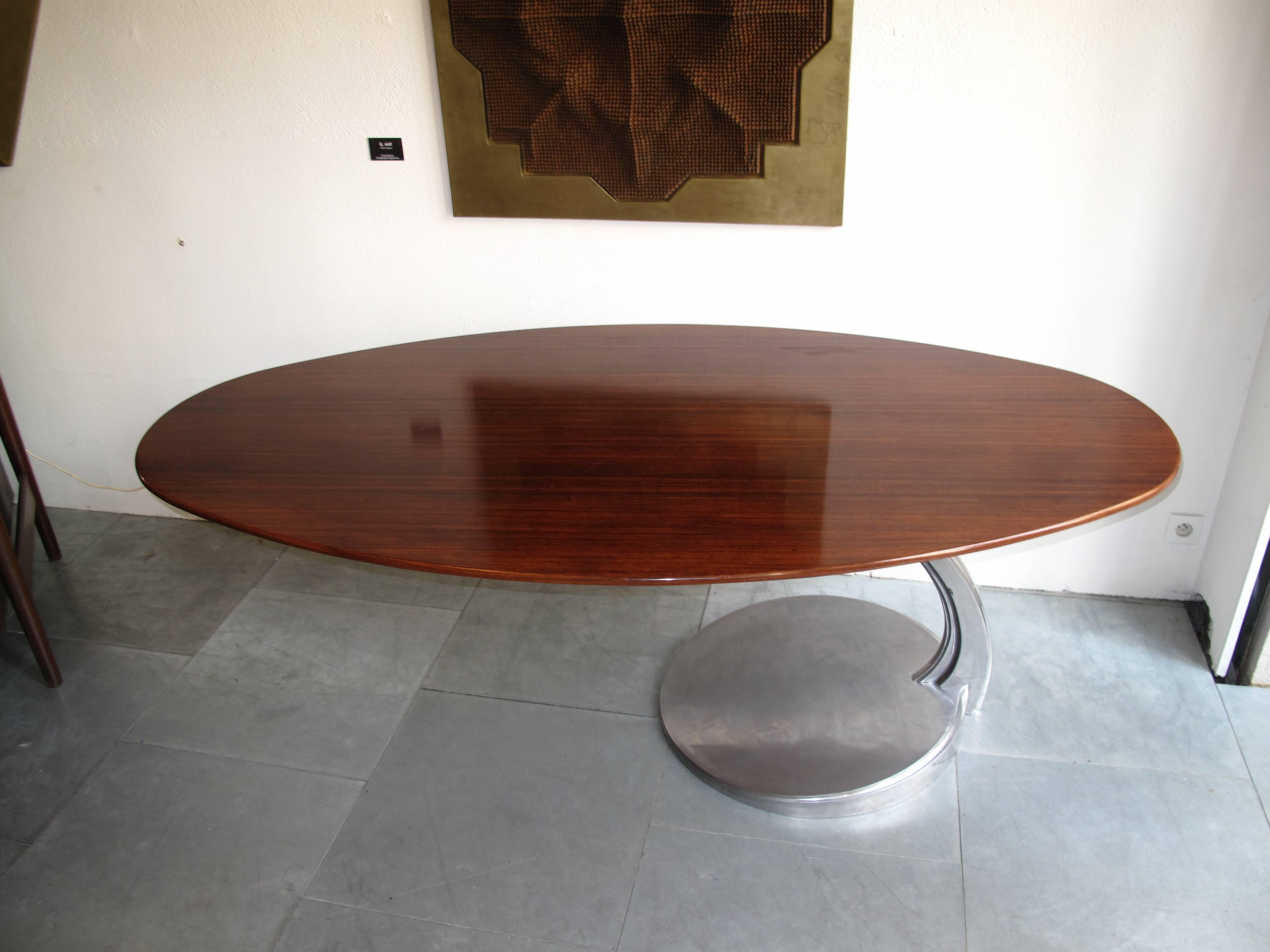 20th Century Michele Charron Rosewood and Aluminium Table For Sale