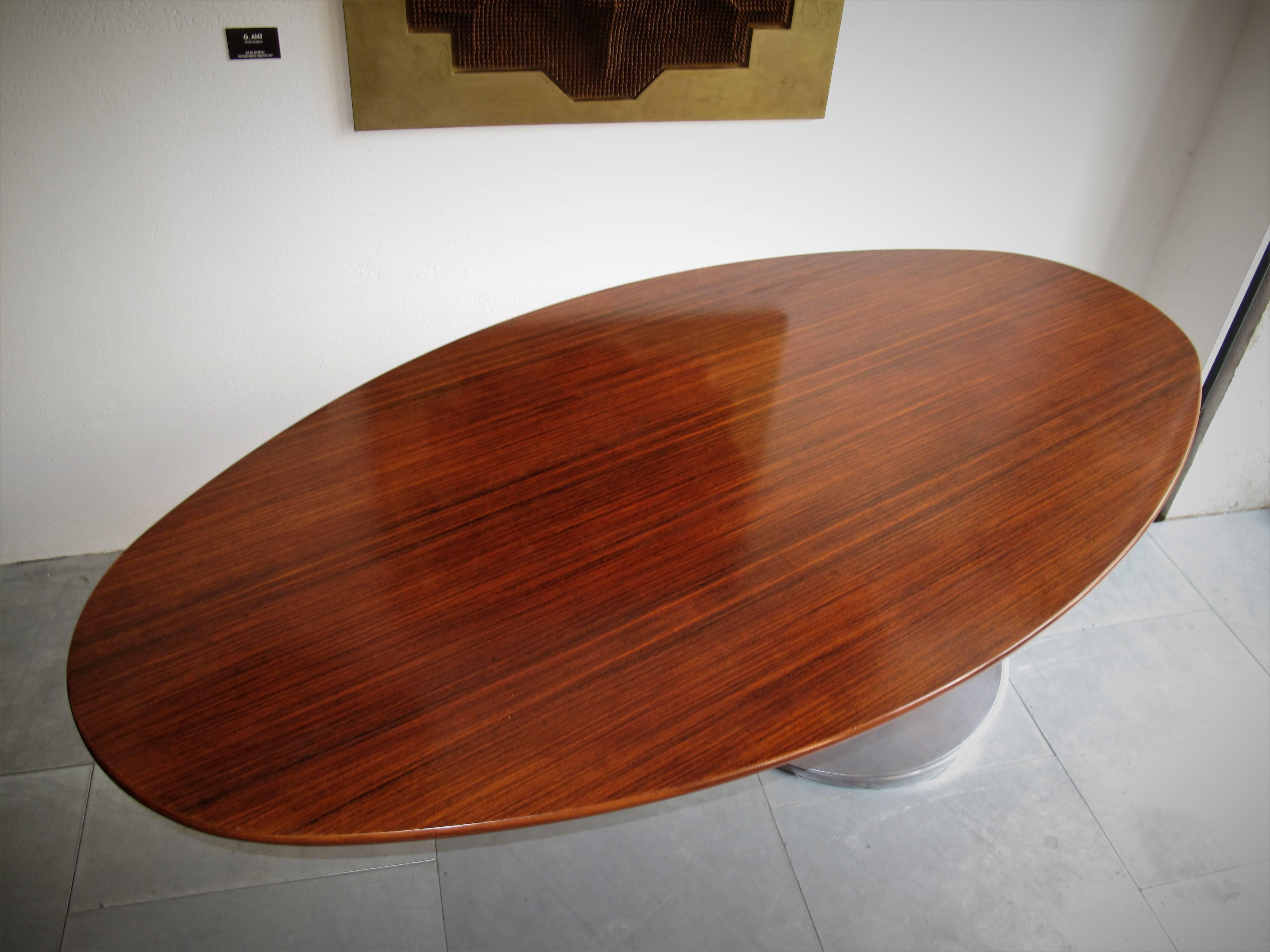 Michele Charron Rosewood and Aluminium Table For Sale 1