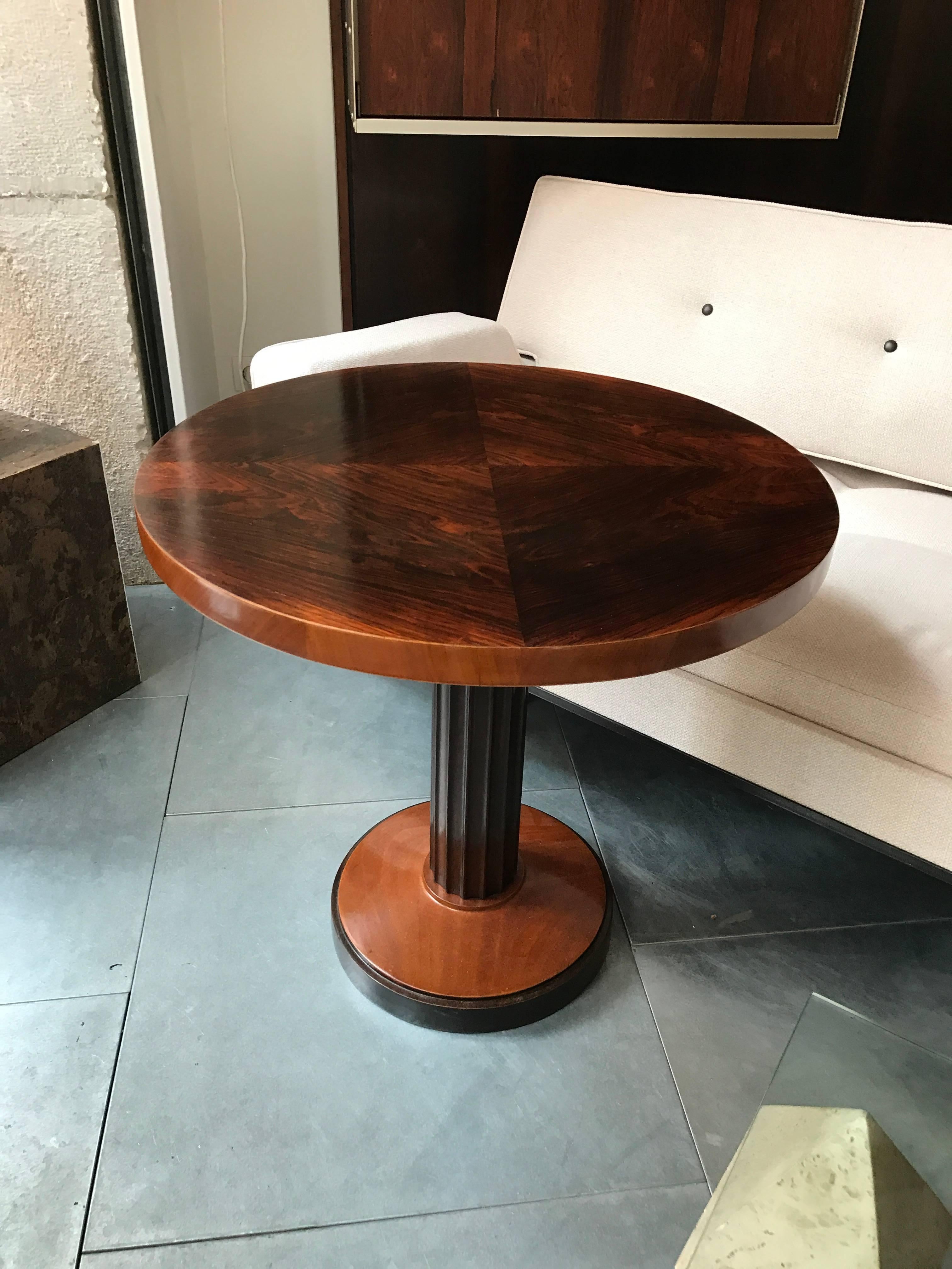 French Jules Leleu Style of Occasional Table in Rosewood, 1930, Art Deco For Sale