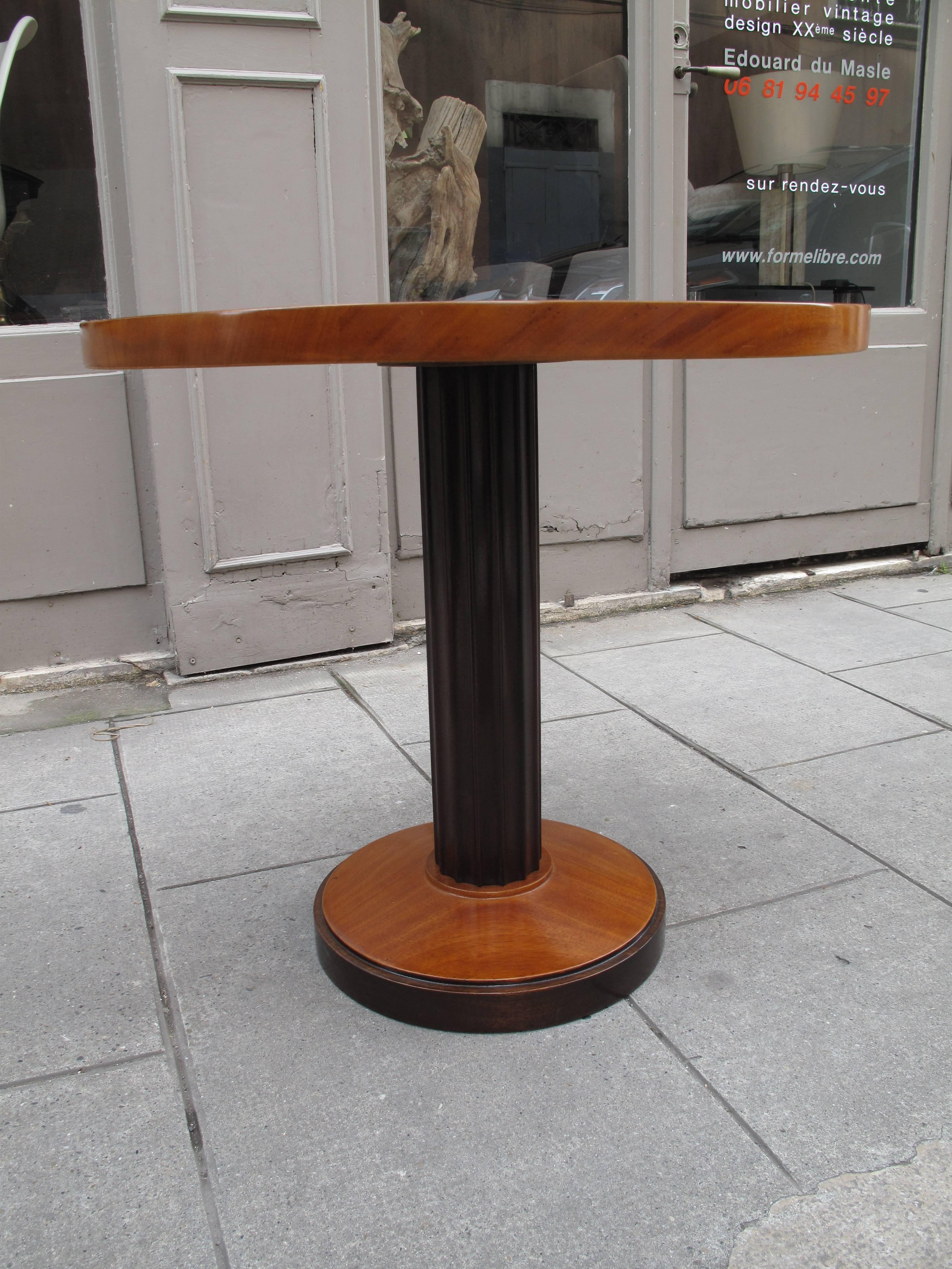 Mahogany Jules Leleu Style of Occasional Table in Rosewood, 1930, Art Deco For Sale