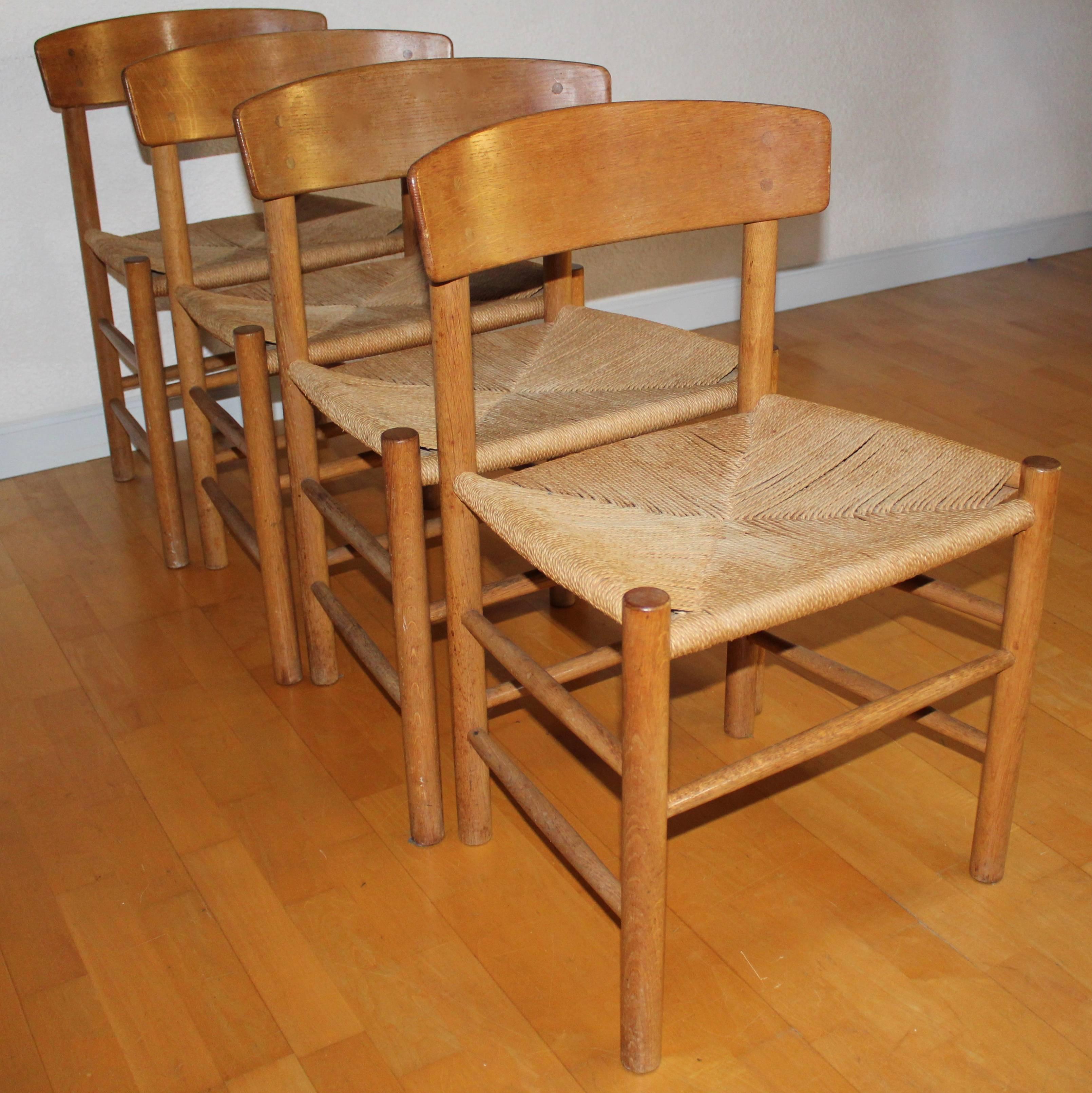 Mid-Century Modern Four Dining Chairs by Børge Mogensen For Sale