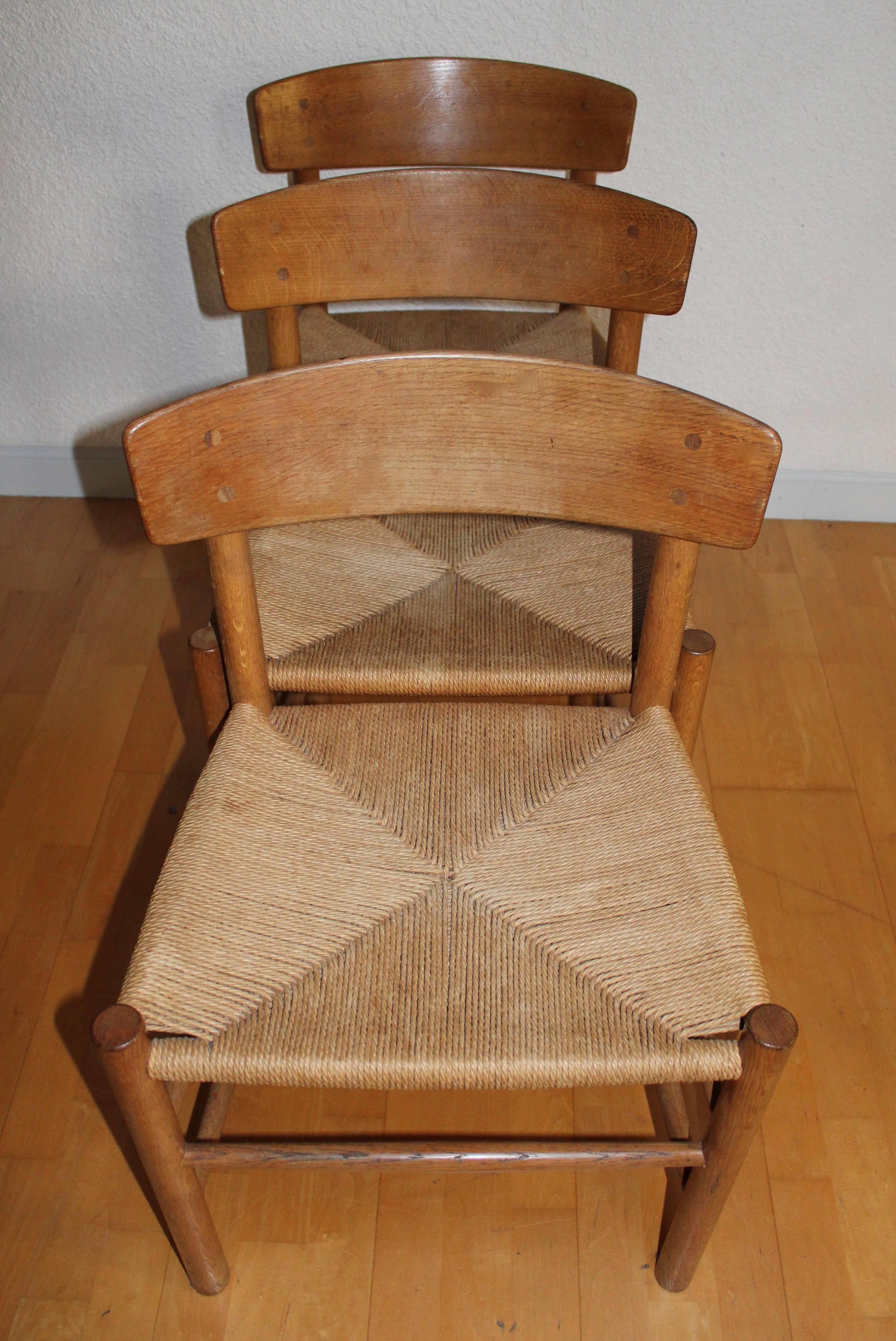 Danish Four Dining Chairs by Børge Mogensen For Sale