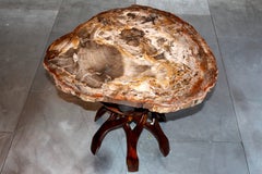 Petrified Wood Table with African Rosewood Foot