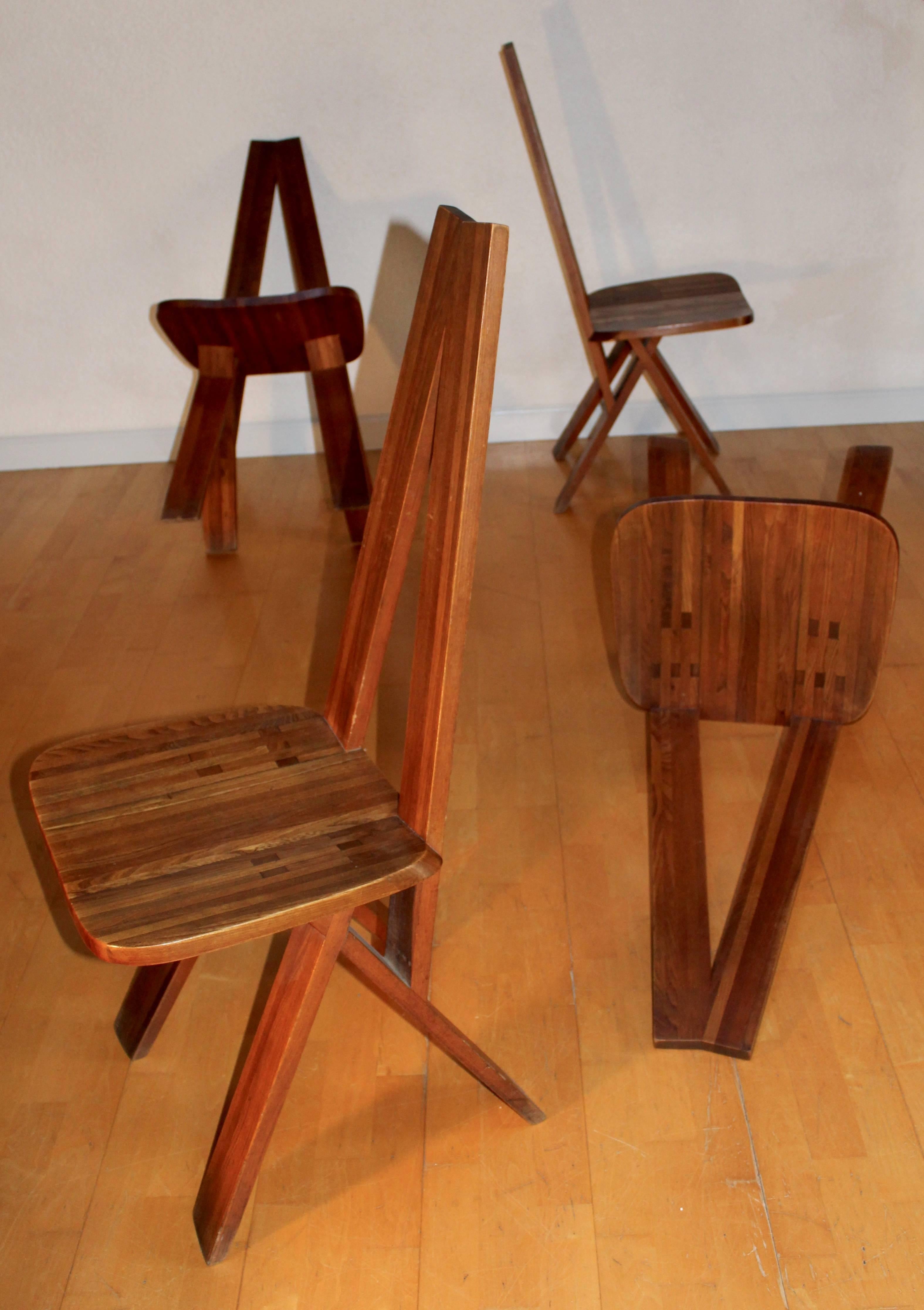 Pierre Chapo a Set of Four S45 Elm Chairs In Good Condition For Sale In Grenoble, FR