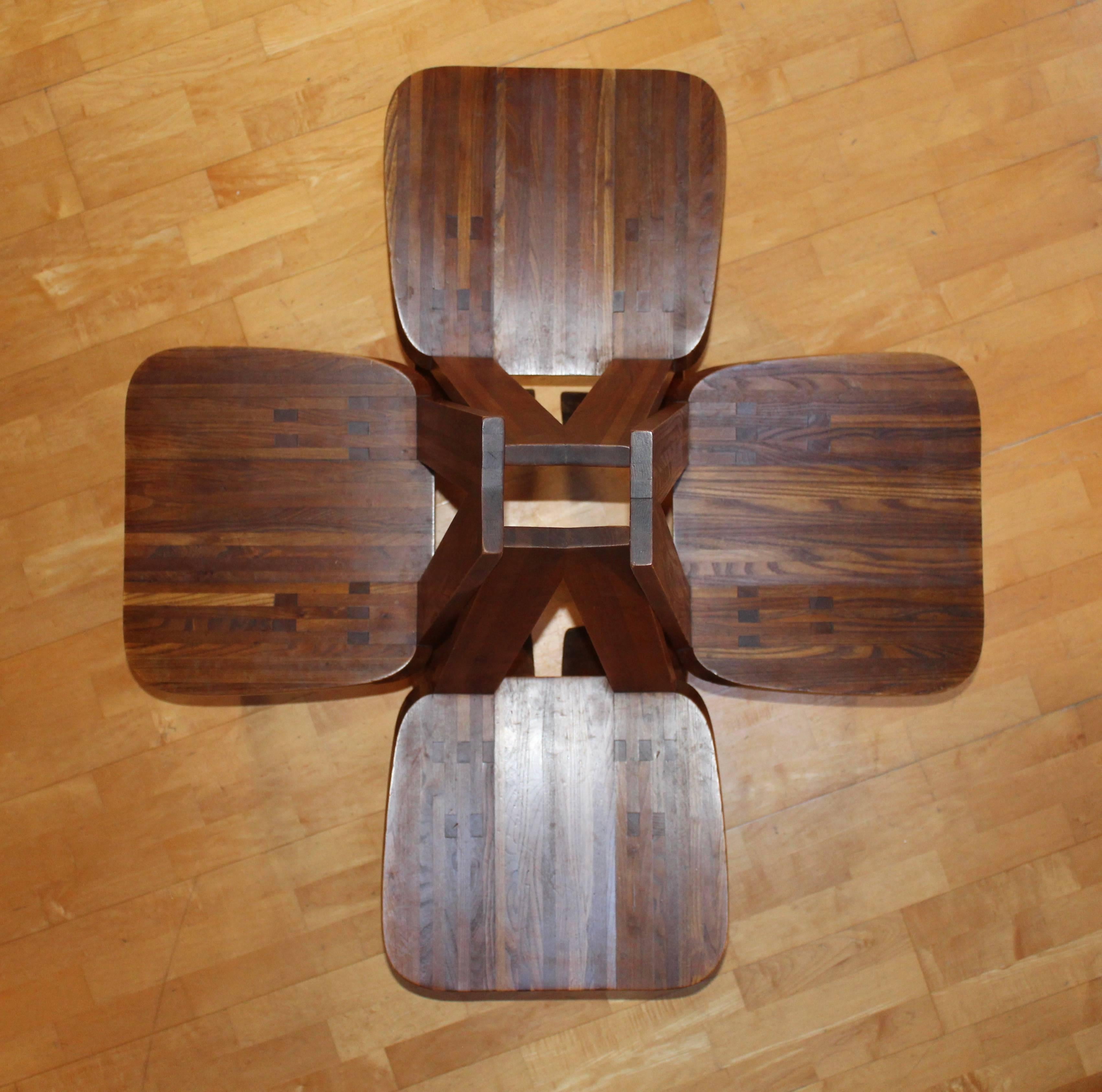 Pierre Chapo a Set of Four S45 Elm Chairs For Sale 2