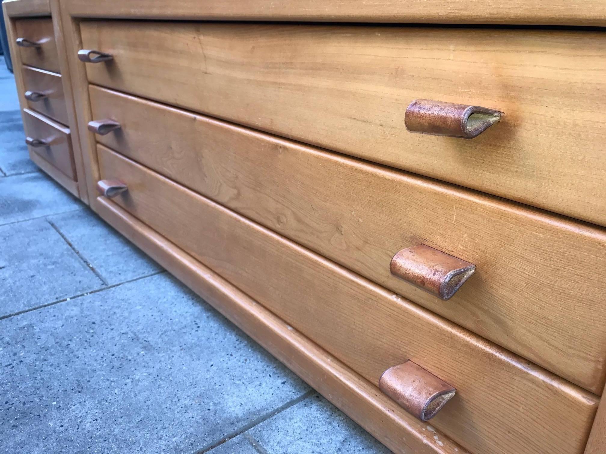 Leather Pierre Chapo Chest of Drawers For Sale