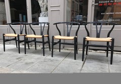Four Black Wishbone Chairs by Hans Wegner for Carl Hansen & Søn
