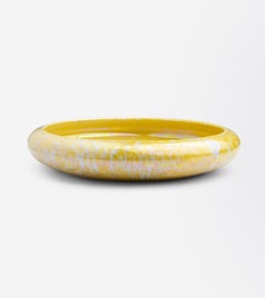 Ruskin Pottery – Schale mit gelbem, marmoriertem Glanz