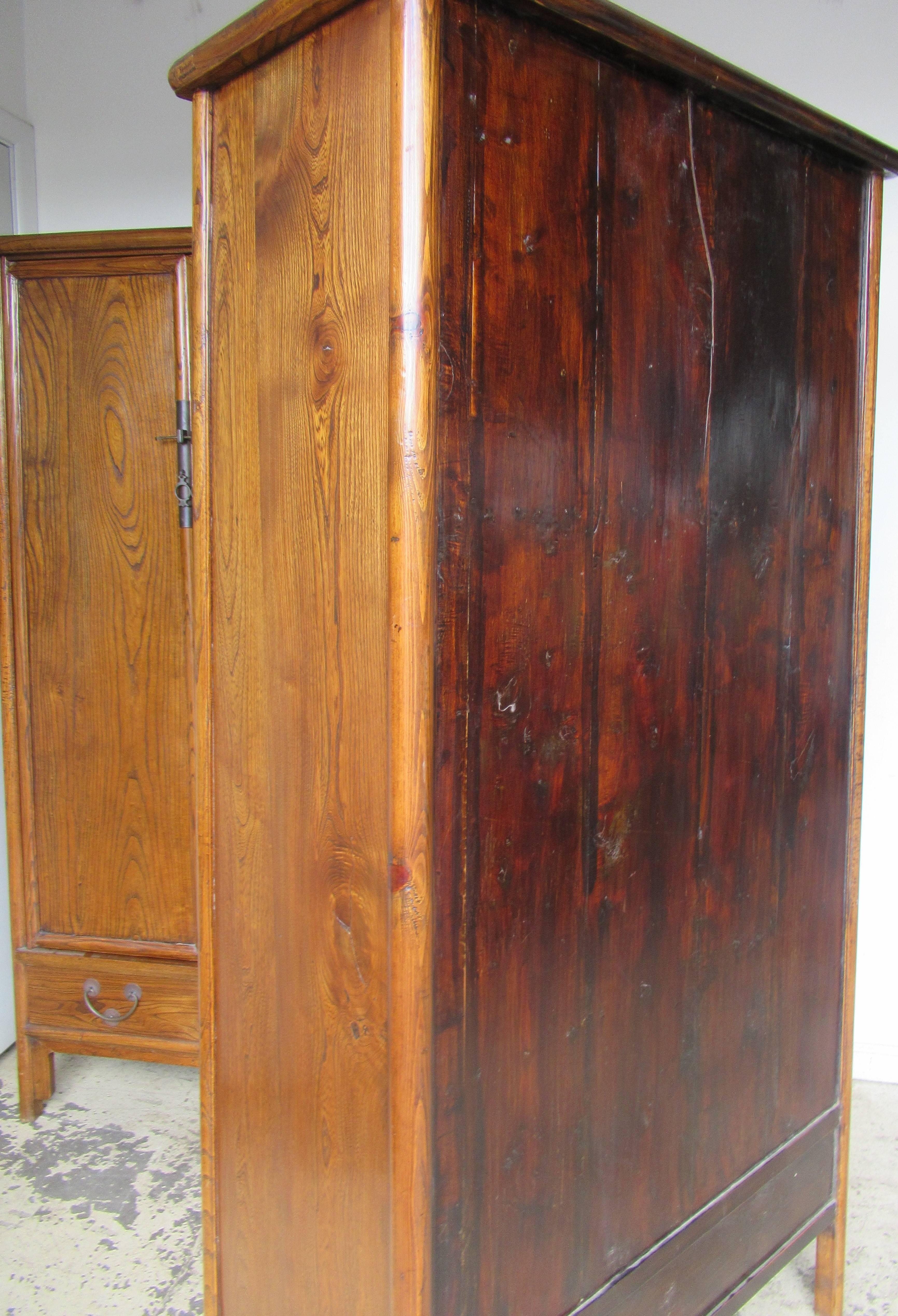 Pair of Antique Chinese Hardwood Tapered Two-Door Cabinets 3