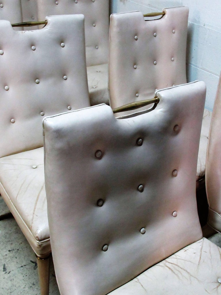Hollywood Regency Pink Leather Dining Chairs, Set of Eight at 1stDibs