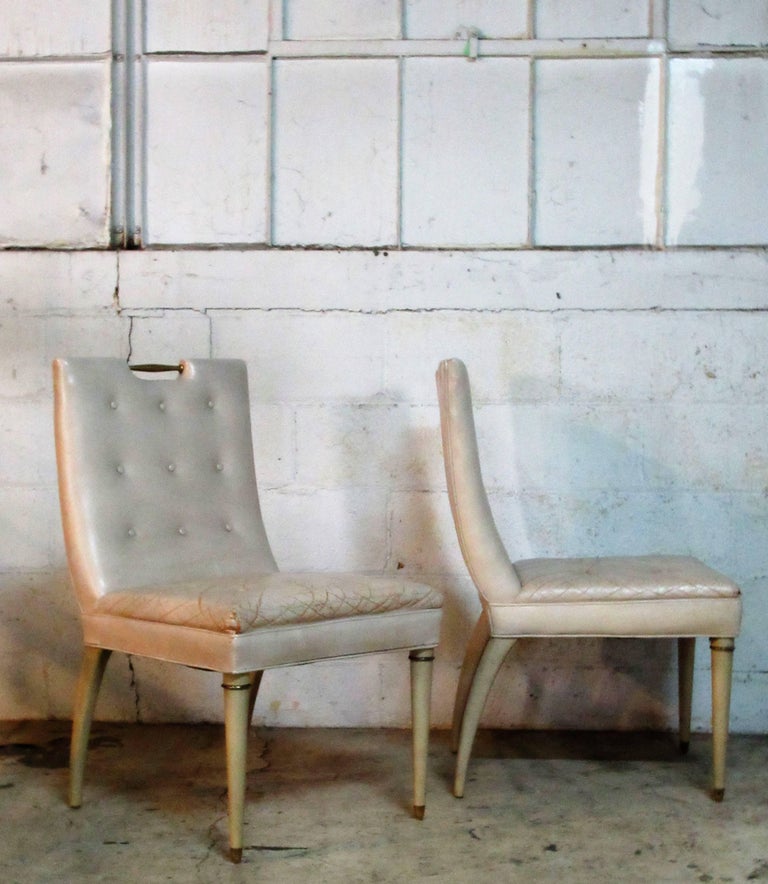 Hollywood Regency Pink Leather Dining Chairs, Set of Eight at 1stDibs