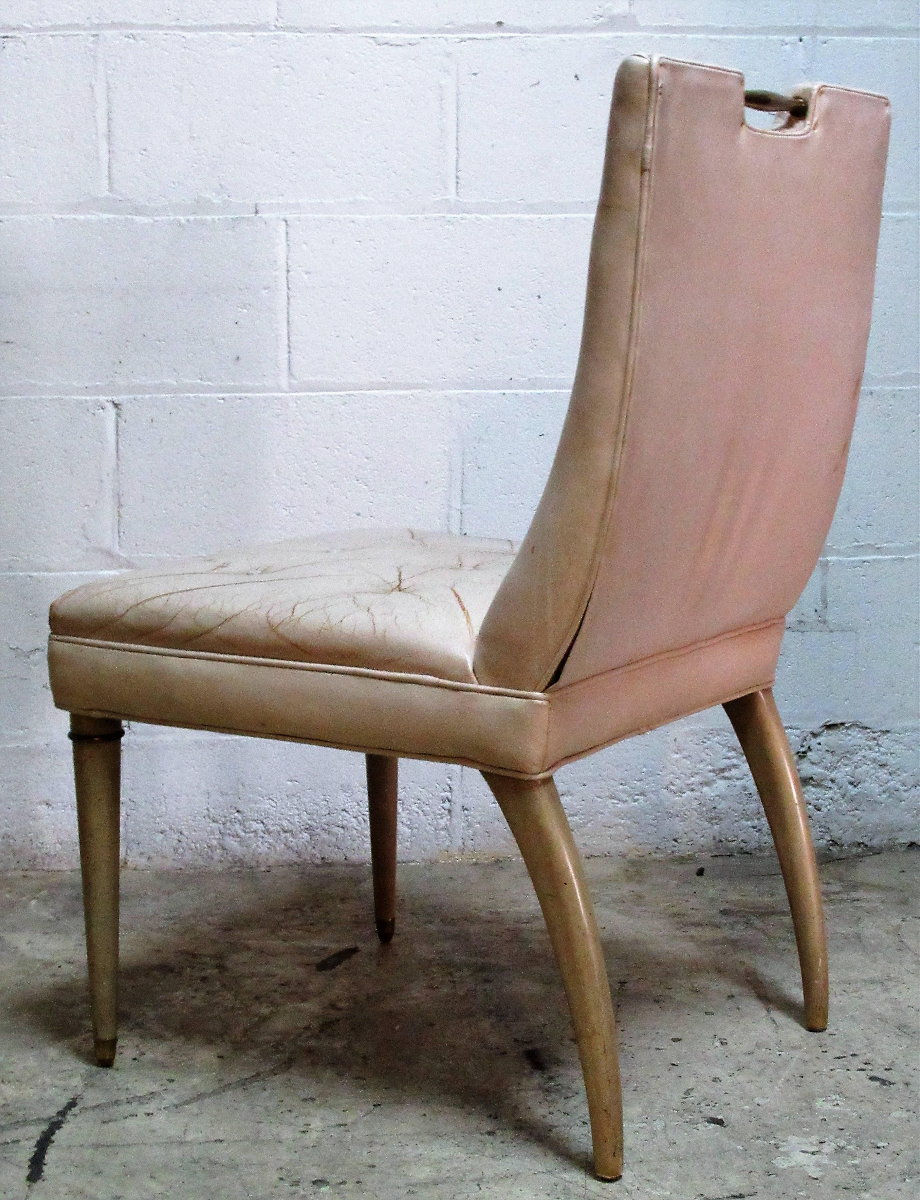  Hollywood Regency Pink Leather Dining Chairs, Set of Eight 2