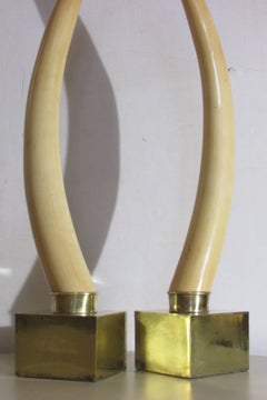 Hollywood Regency Faux Ivory Tusk Sculptures
