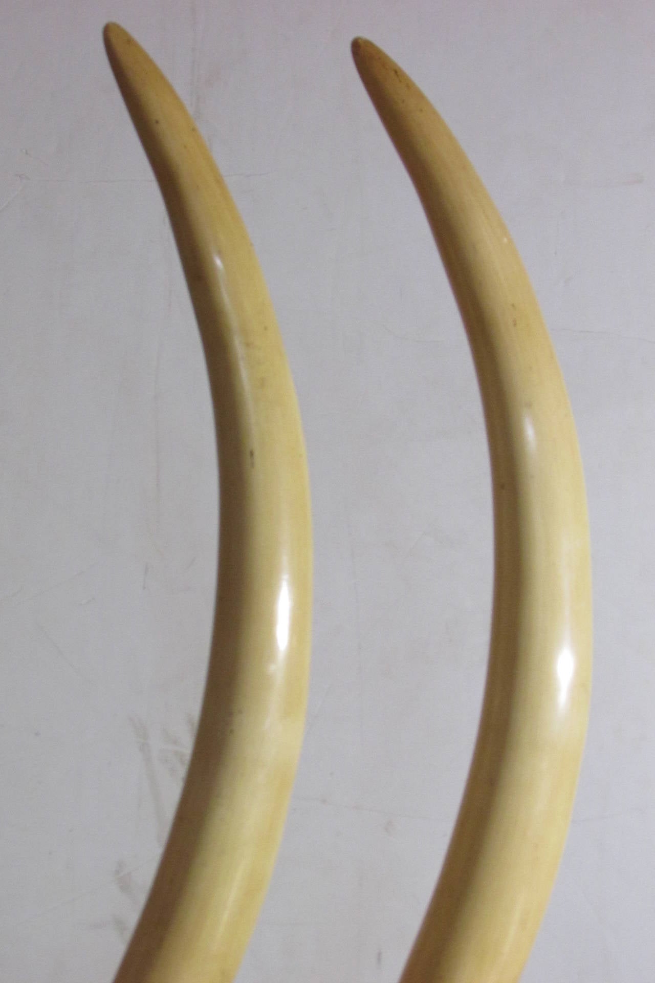 Brass Hollywood Regency Faux Ivory Tusk Sculptures