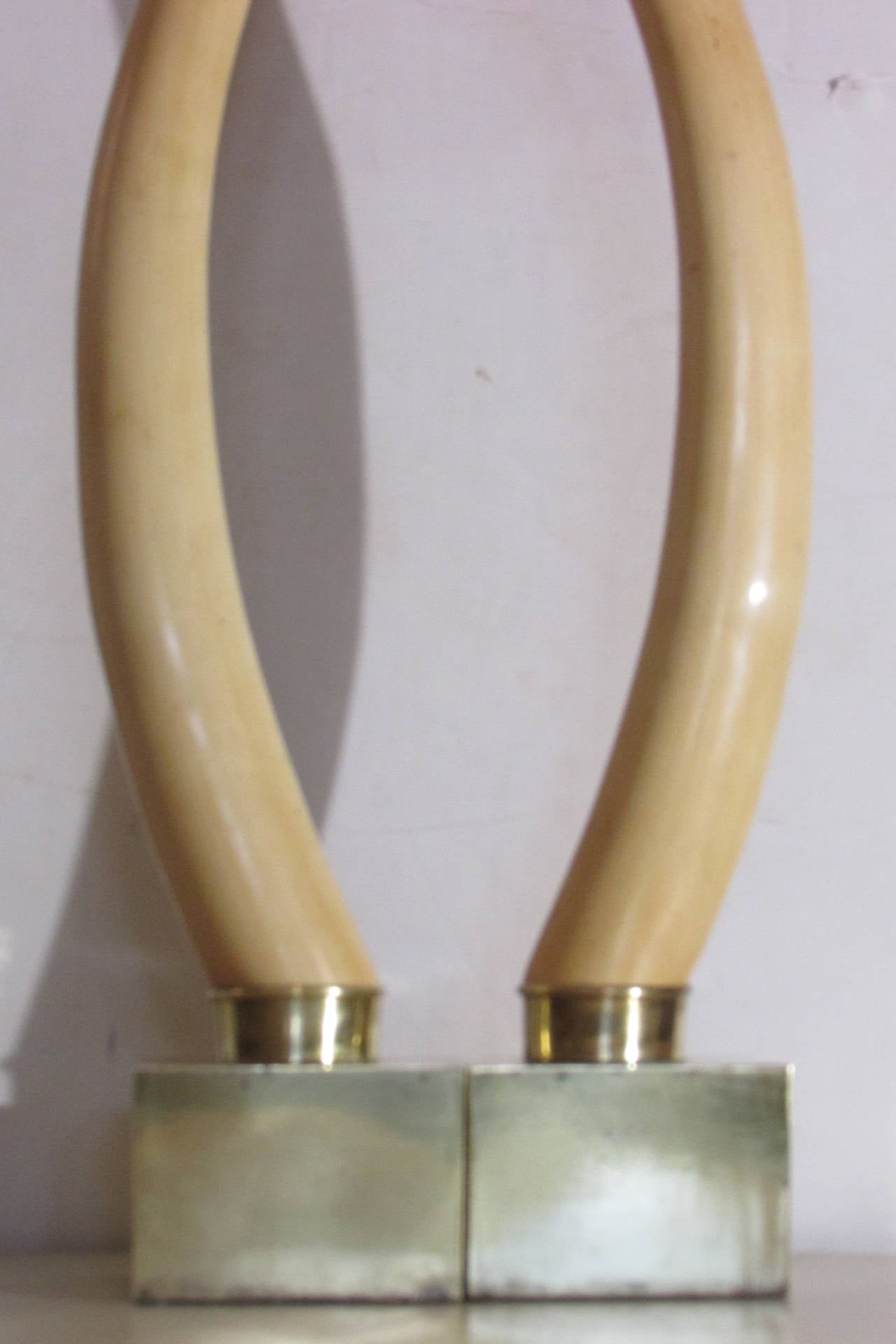 Hollywood Regency Faux Ivory Tusk Sculptures 3