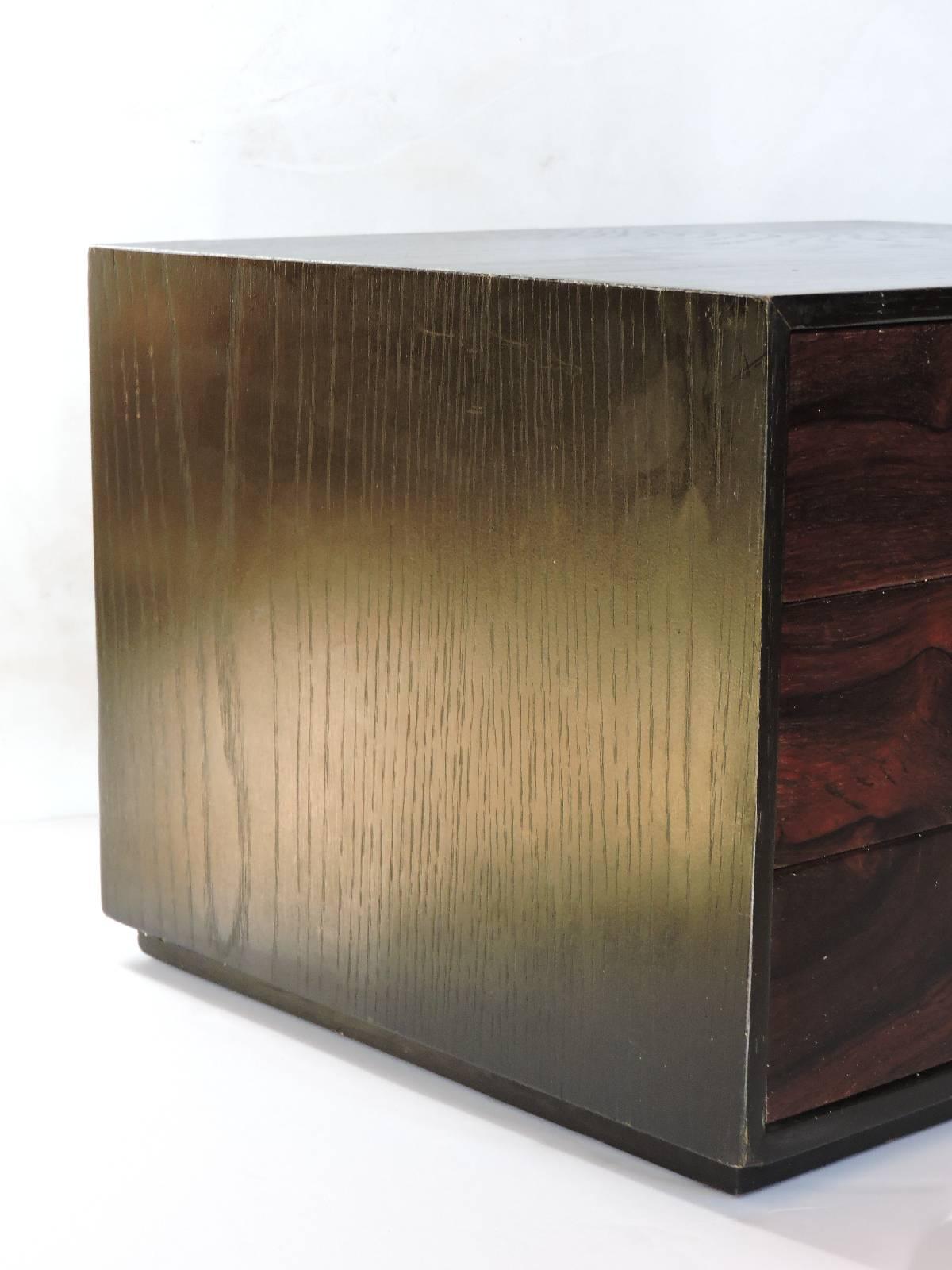 Chrome Rosewood and Ebonized Jewelry Cabinet by Harvey Probber