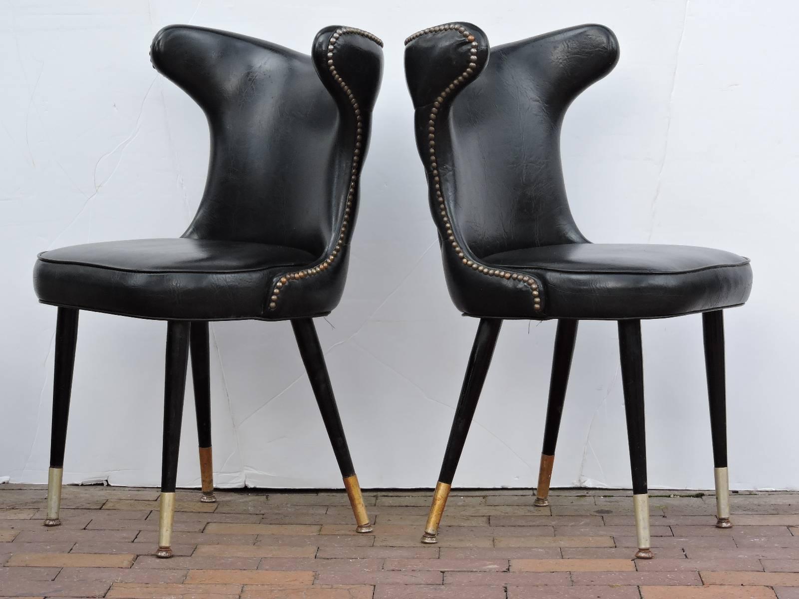 Sleek Hollywood Regency Chairs In Good Condition In Rochester, NY