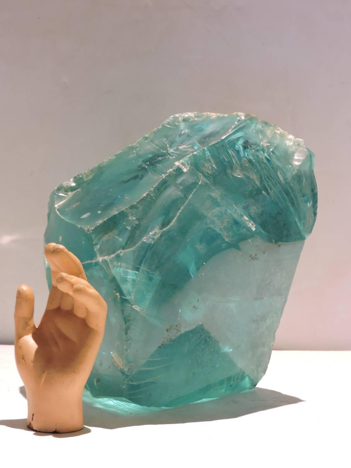 American Massive Chunk of Old Factory Aqua Glass Cullet