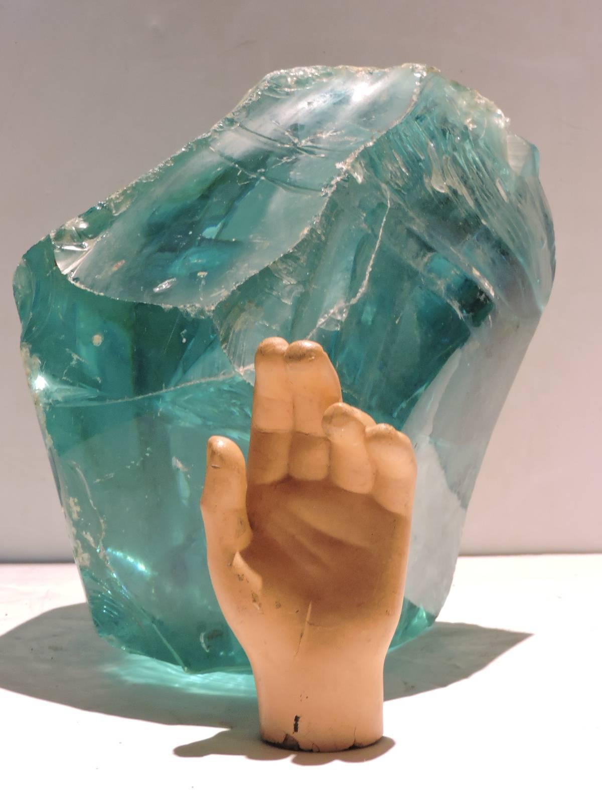 Massive Chunk of Old Factory Aqua Glass Cullet In Excellent Condition In Rochester, NY